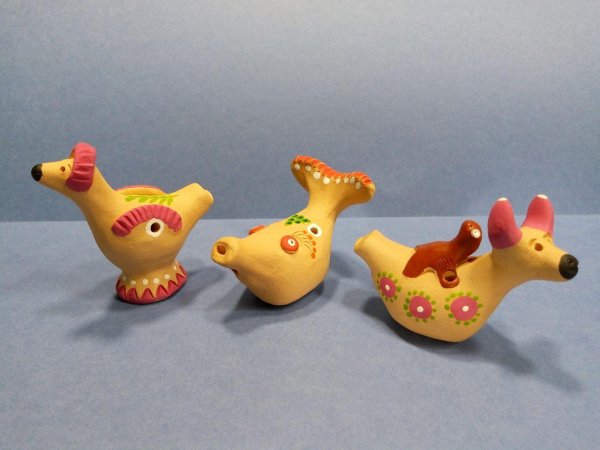 Глиняная народная игрушка свистулька птичка