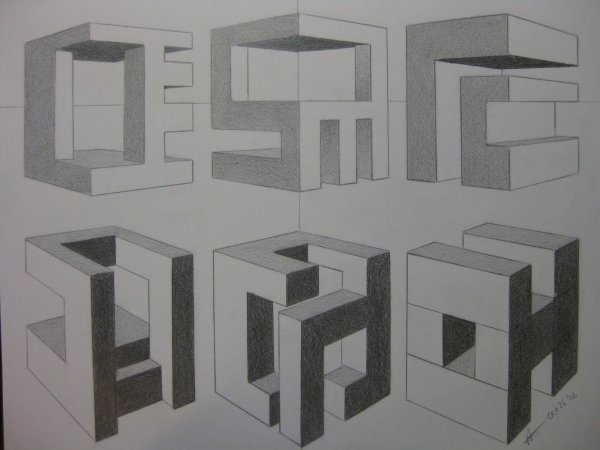 Объемно пространственная композиция из кубов