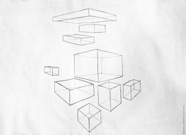 Куб в перспективе в разных ракурсах