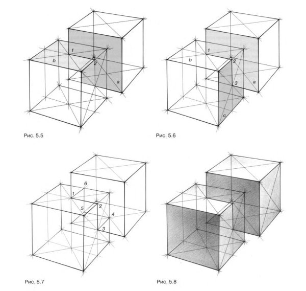 Врезки геометрических фигур куб и шестигранная Призма