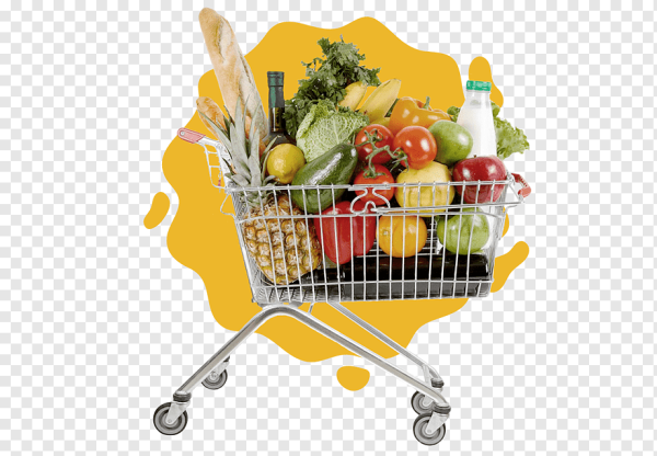 Продуктовая корзина с фруктами и овощами