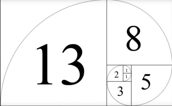 Спираль Фибоначчи с цифрами