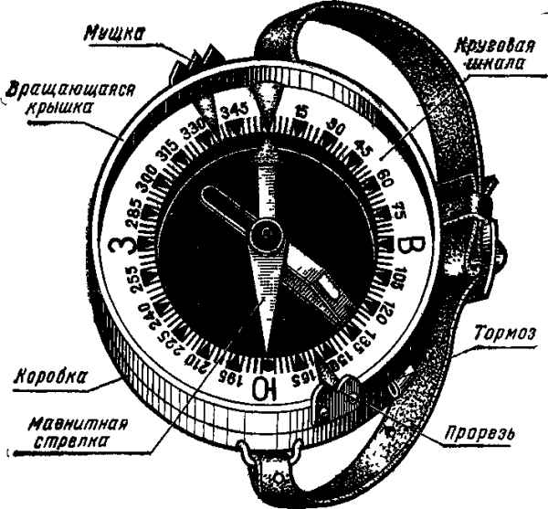 Строение магнитного компаса