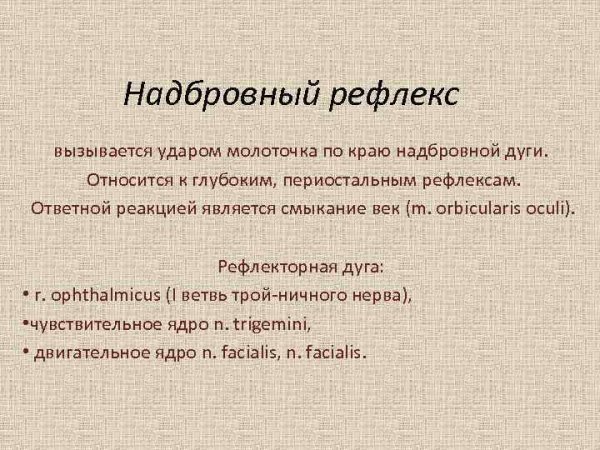 Надбровный рефлекс дуга