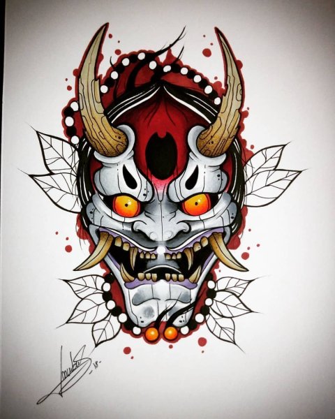 Японская маска Hannya самурая