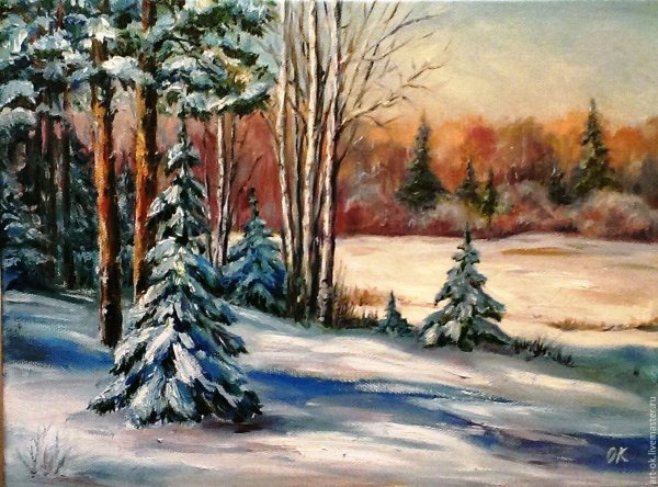 Зимний пейзаж маслом на холсте