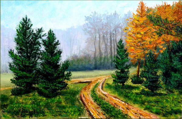 Снежные ели живопись