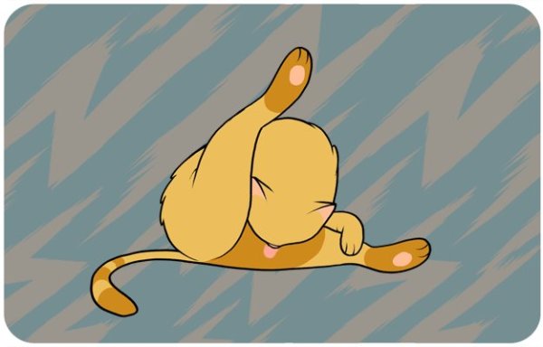 Кот лижет яйца
