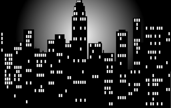 Силуэт ночного города