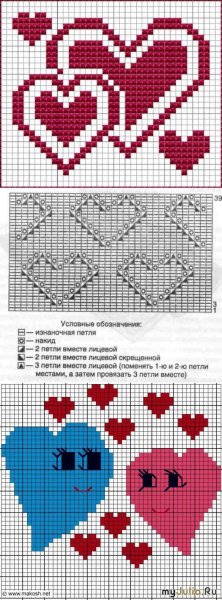 Вязание спицами узор сердечки