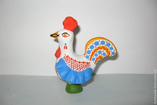 Глиняная игрушка петушок Дымковская игрушка
