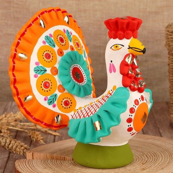 Глиняная игрушка Дымковская петух
