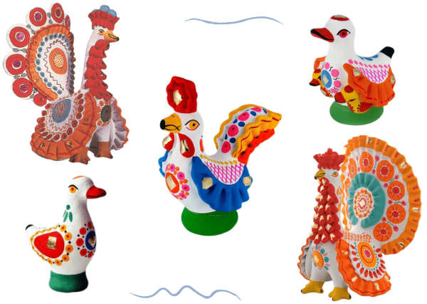 Глиняная игрушка петушок Дымковская игрушка