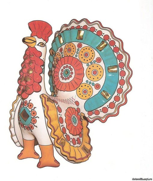 Дымковская роспись петух