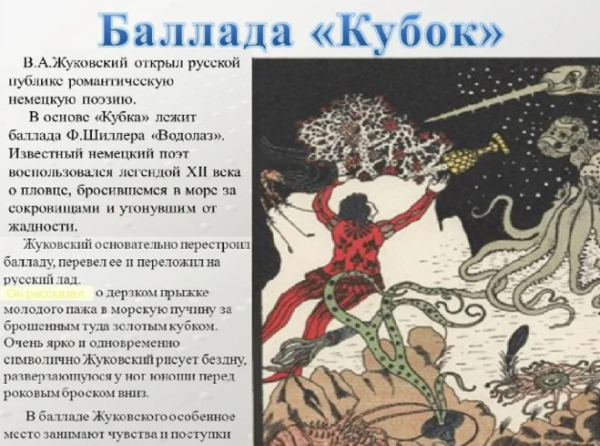 Титульный лист к балладе Кубок
