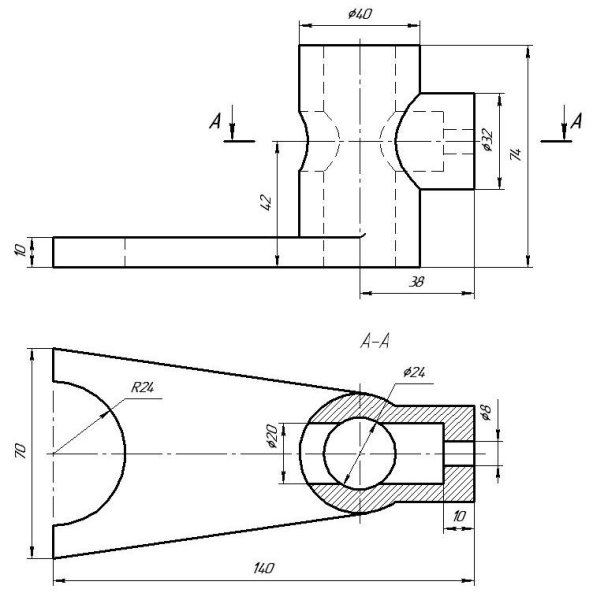 Вилка чугун с415 черчение