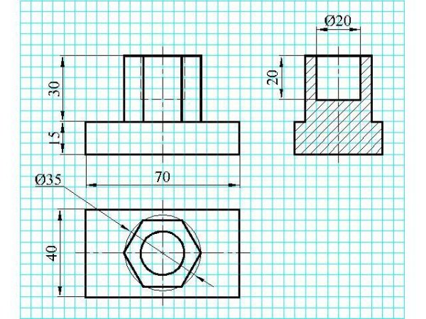 Чертеж детали в масштабе
