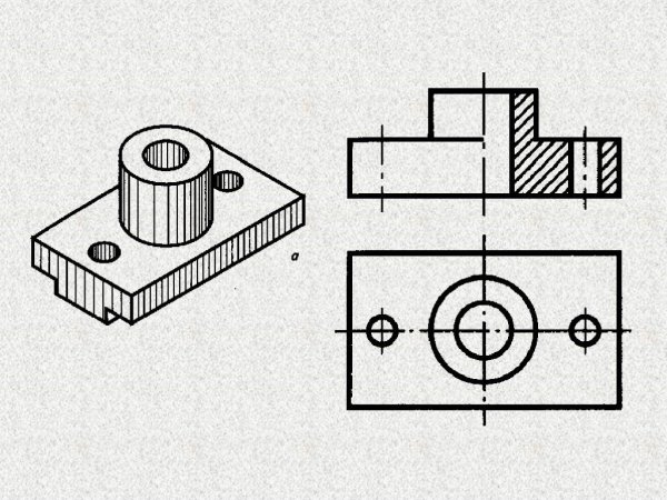 Чертеж детали сверху и сбоку