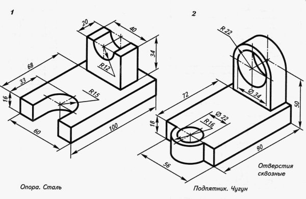 Разрез детали на чертеже