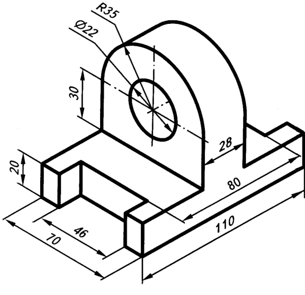 Изометрическая аксонометрическая проекция детали