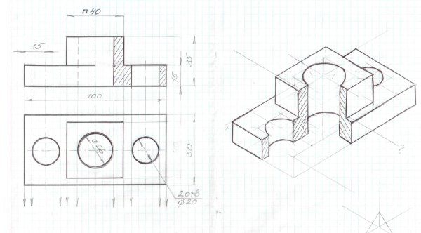 Деталь в аксонометрии чертеж