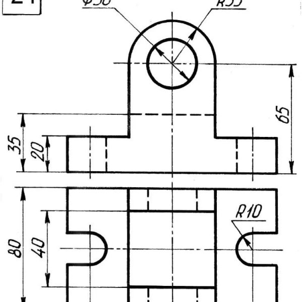 Аксонометрия с вырезом 1/4 детали