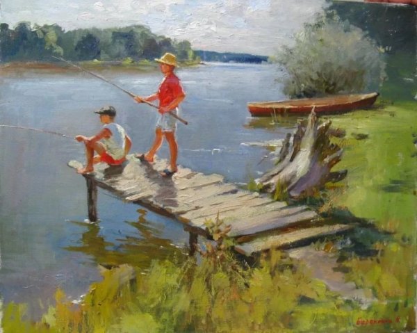 Летний пейзаж с людьми