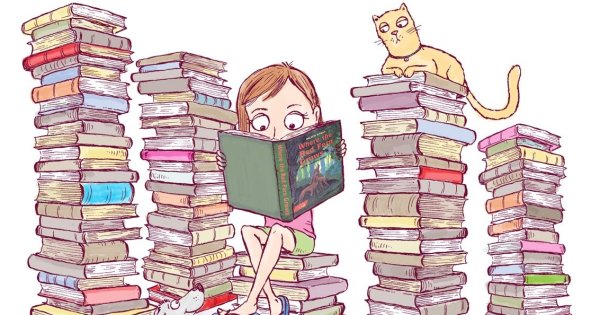 Много книг рисунок