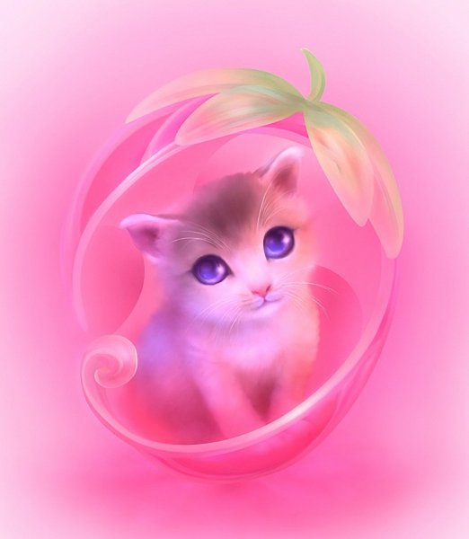 Розовый котенок арт