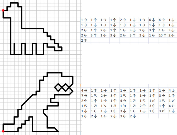 Графический диктант динозавр для дошкольников 6-7