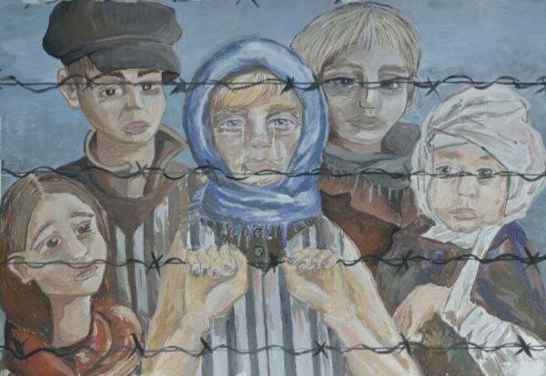 Узники концлагеря рисунок