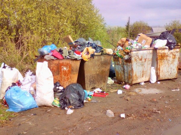 Мусора на фоне мусорки