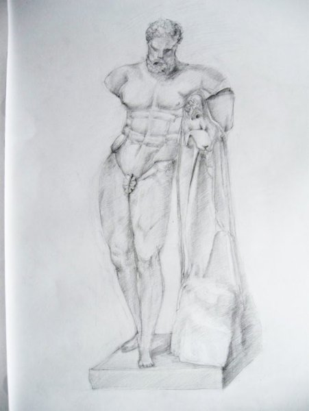 Рисунок гипсовой фигуры Геракла
