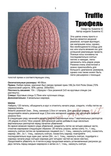 Шапка вязанная спицами для женщин описание схемы