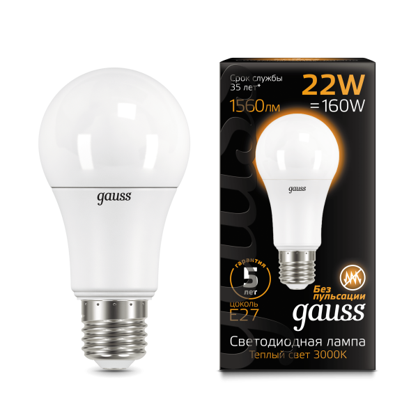 Лампа Gauss a60 16w 1470lm 4100k e27 led 1/10/50