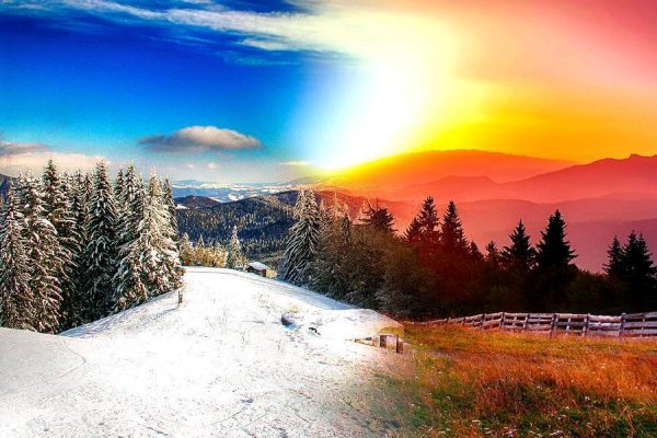 Пейзаж лета и зимы