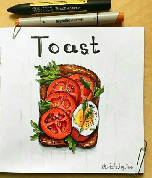 Скетч фуд маркерами