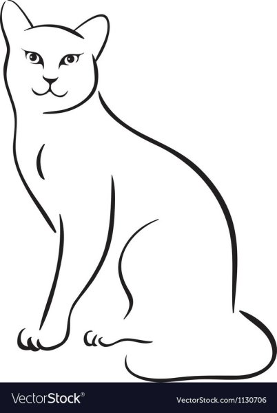 Кошечка сидячая контур