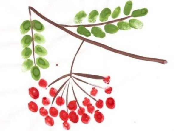 Кисть Рябинки гроздь Калинки рисование