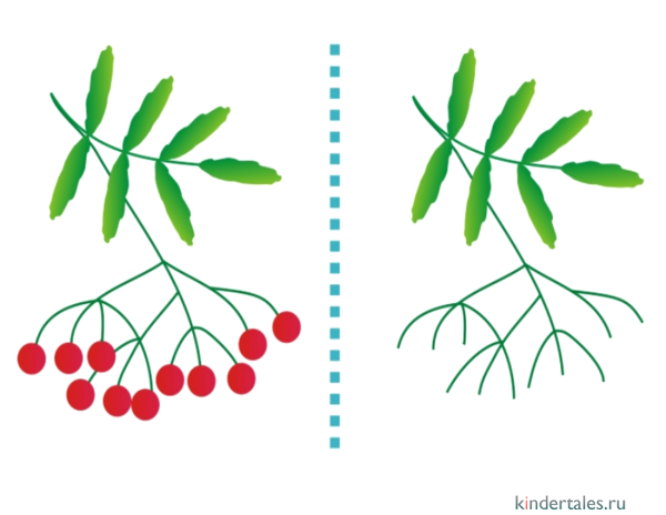Веточка рябины ватными палочками