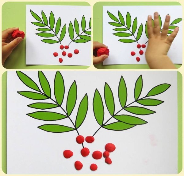 Аппликация ветка рябины