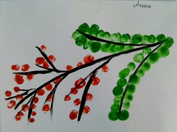 Рисование пальчиками рябина