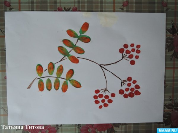 Тема: "ветка рябины".(т.с.Комарова, с.42)