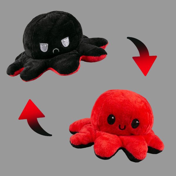Осьминожка игрушка мягкая перевертыш черный красный