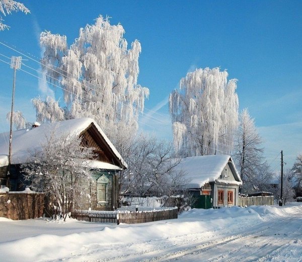 Русская деревня зимой