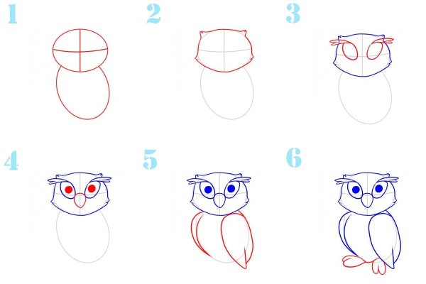 Как нарисовать сову карандашом поэтапно