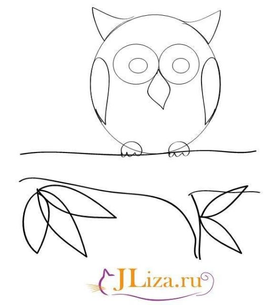 Рисуем сову поэтапно карандашом