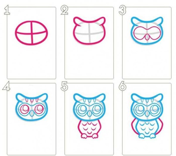 Пошаговое рисование Совы