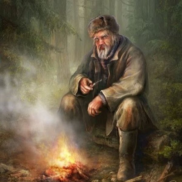 Лесник в лесу рисунок