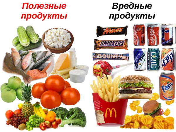 Полезные и вредные продукты питания
